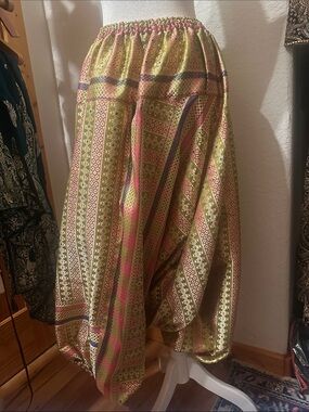 Gold and Pink Patterned Harem Pant
